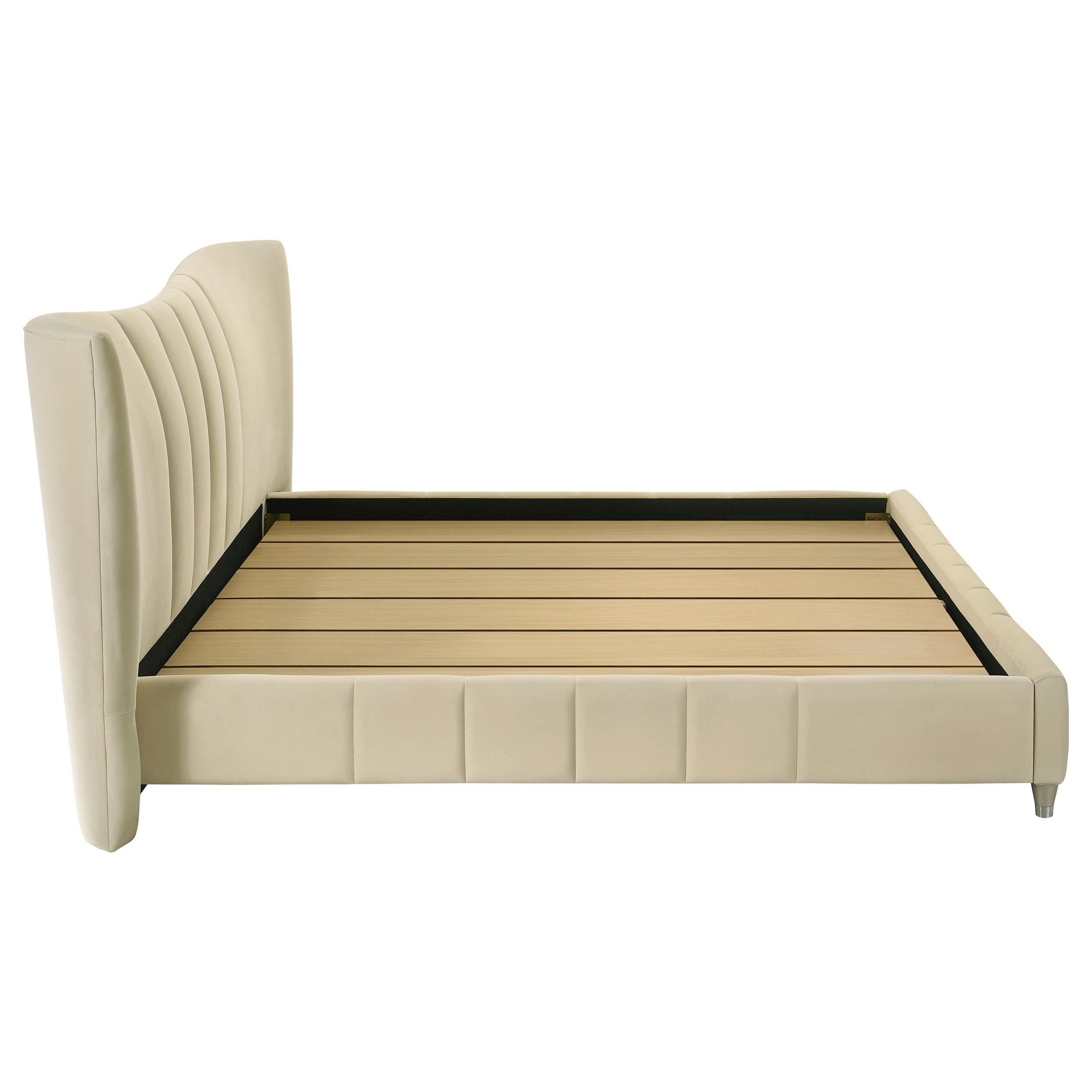 Coaster Furniture Evelyn 315956KE Upholstered Eastern King Panel Platform Bed - Ivory IMAGE 1